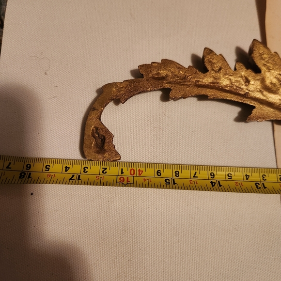 Heavy Solid Brass Pediment Center Cabinet Mount Brass Ornate Topper Ormolu Set 2 - Picture 9 of 11